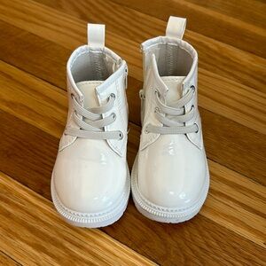 White zip up booties